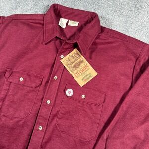 VTG 90s NWT Five Brother Burgundy Chamois Heavy Shacket Flannel Shirt USA 2XL